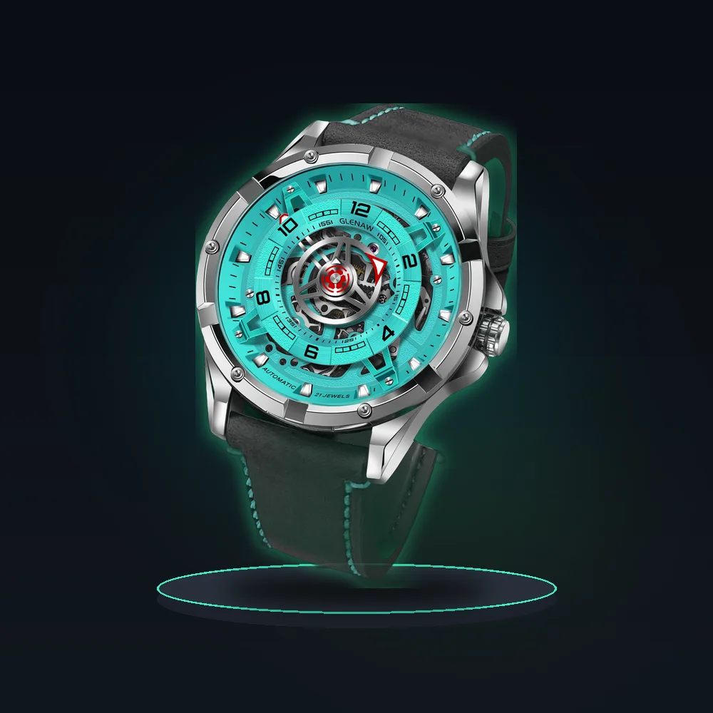 2026 GLENAW Design New Skeleton Dial Mechanical Watch Men's Night Light Luxury Watch Waterproof Automatic Watch Hot Selling