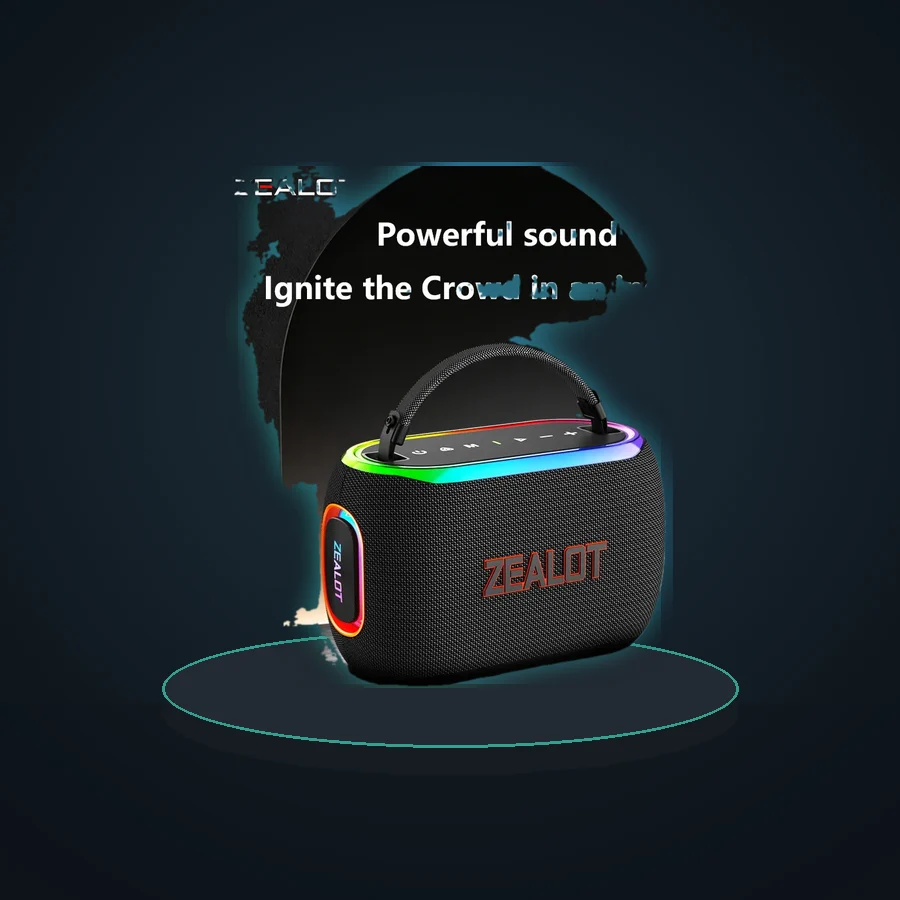 ZEALOT-S182 Bluetooth Subwoofer 60W 8000mAh Long-lasting Battery, RGB Lights, Waterproof Speaker for the Beach, Home Audio