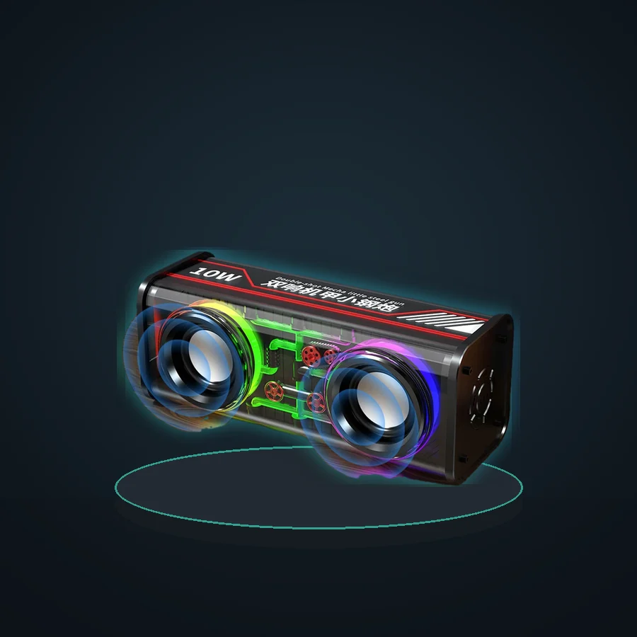 V8 TWS Bluetooth 5.0 Portable Dual Tone Transparent Speaker RGB Light Wireless Subwoofer for Sports Audio
