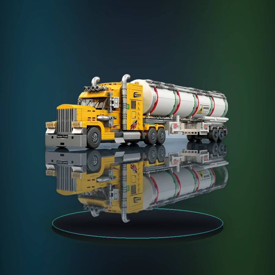 1119PCS American Style Truck Building Blocks Oil Tanker Trailer Model Bricks Desktop Display DIY Assembly Toys Collectible Gifts