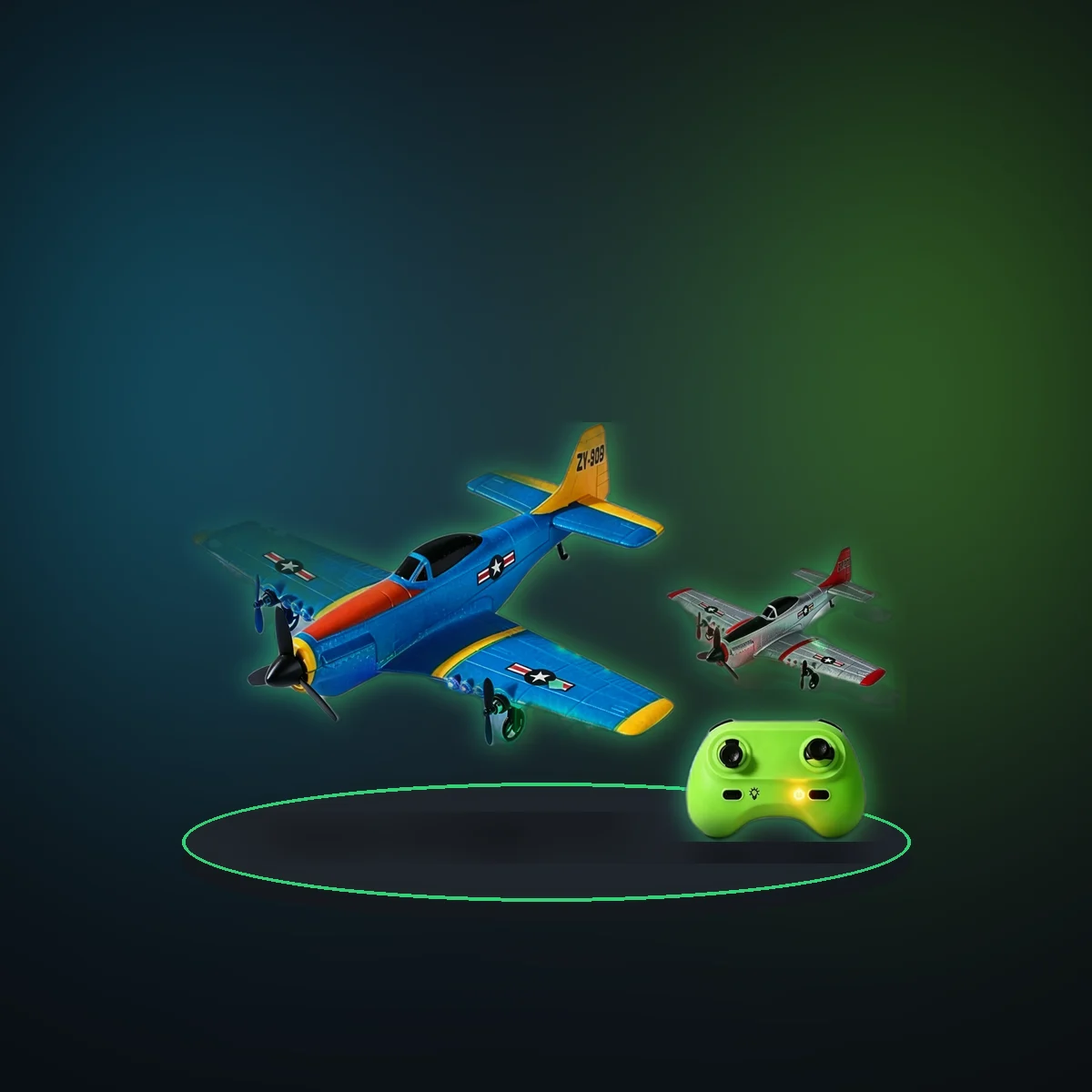P51 Mustang EPP Foam RC Fixed Wing Fighter Plane With LED Lights 2.4GHz Long Range Anti-Impact Lightweight Outdoor Glider Toy