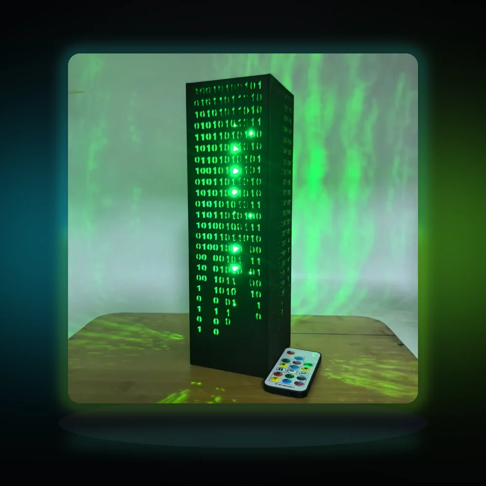 Green Hieroglyphs Numbers Vertical Lines Mathematics | Desk Cyberpunk Night Lamp | Sci-Fi LED Futuristic Lamp