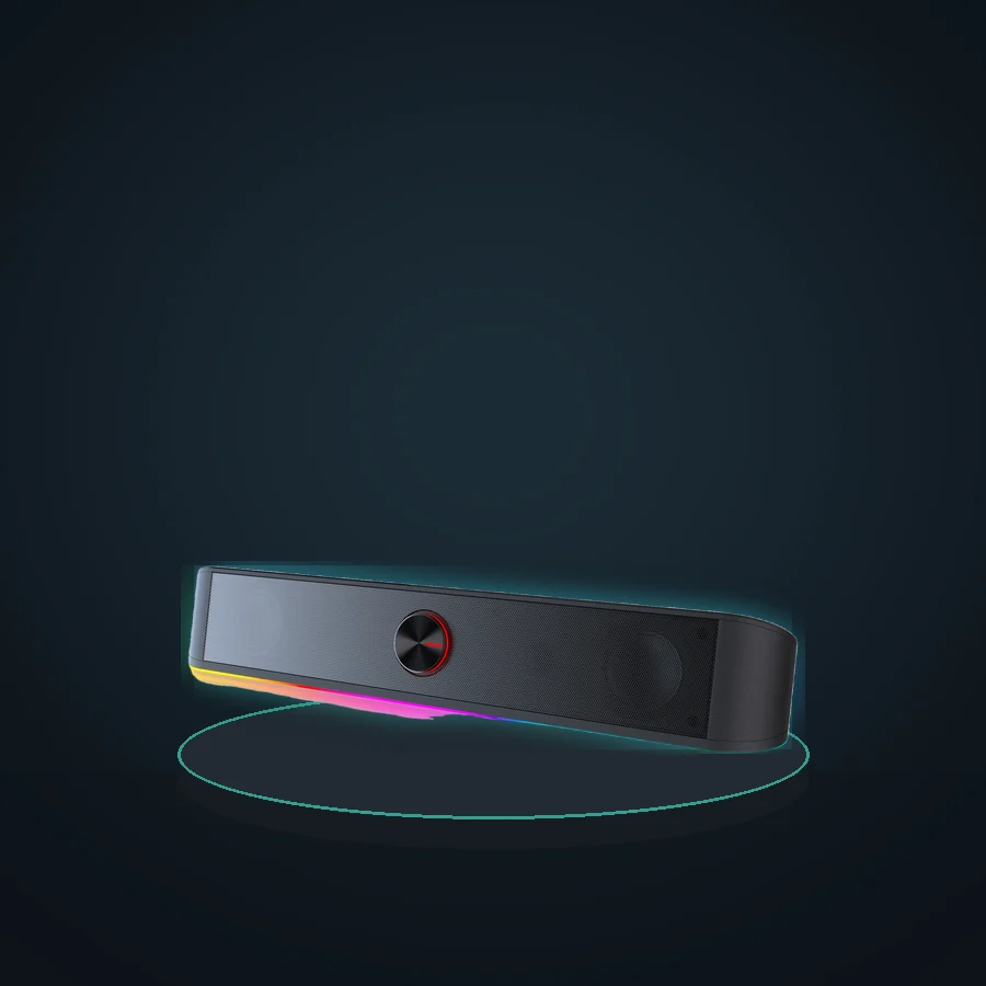 Redragon GS560 Adiemus RGB USB Desktop Soundbar, 2.0 Channel Computer Speaker with Dynamic Lighting Bar Audio-Light Sync/Display