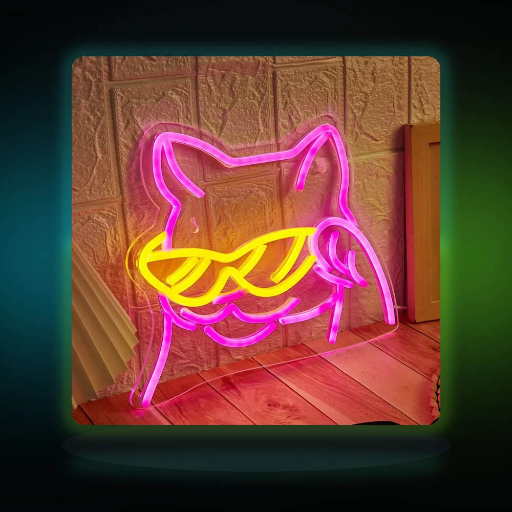 Chi-buy LED Neon Cool Cat USB Powered Neon Signs Night Light 3D Wall Art & Game Room Bedroom Party Decor Lamp Signs