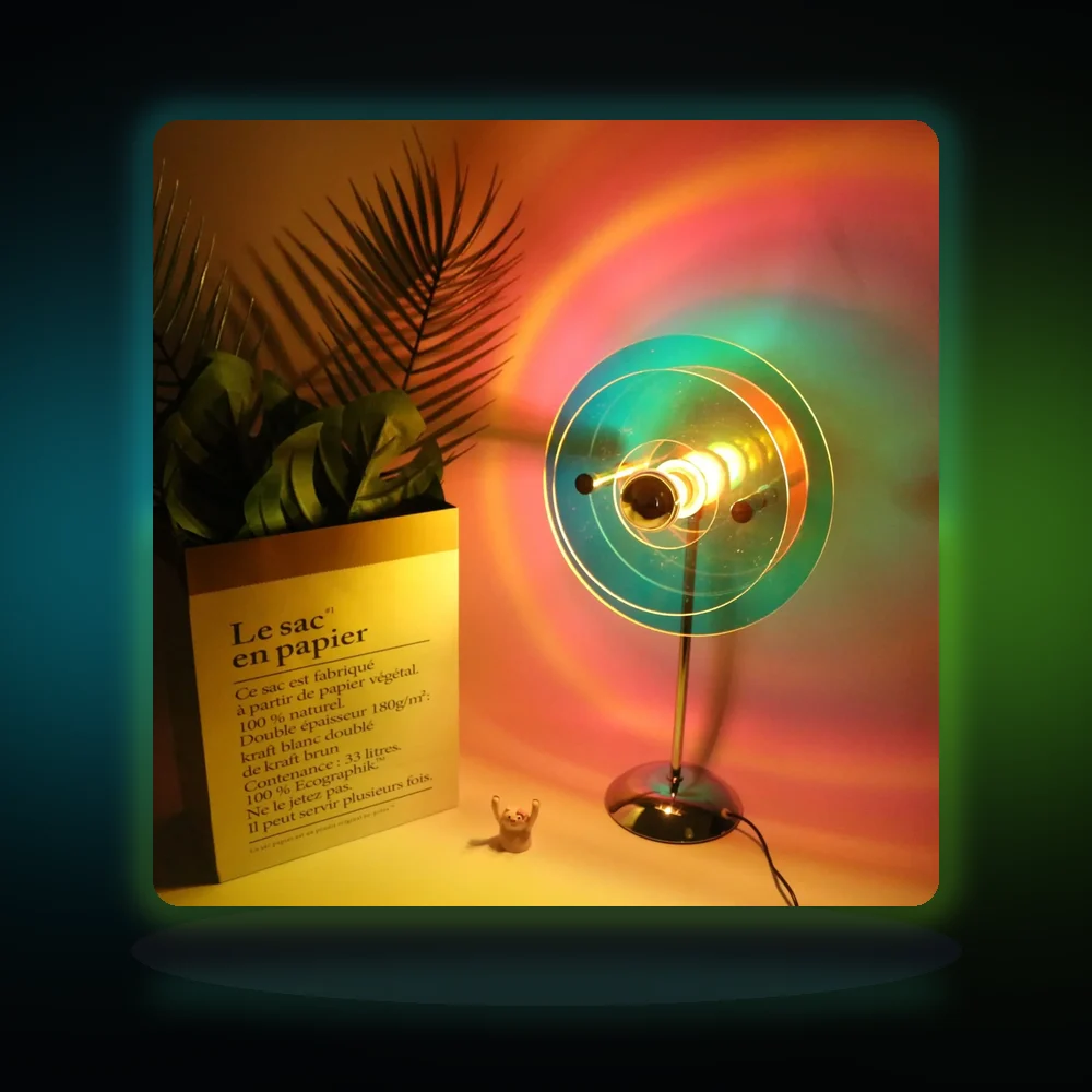 Sunset Table Lamp Projection Rainbow Night Light Atmosphere Home Decoration USB LED Photography Lighting for Wall Decor Lights