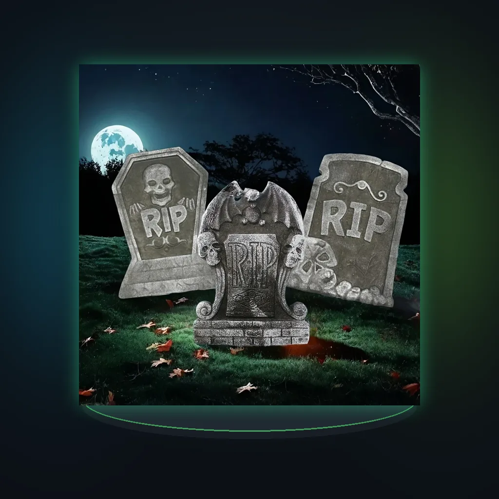 Halloween Foam Tombstone with RIP Letters Scary Graveyard Decoration for Yard Haunted House Party Display Easy Assembly