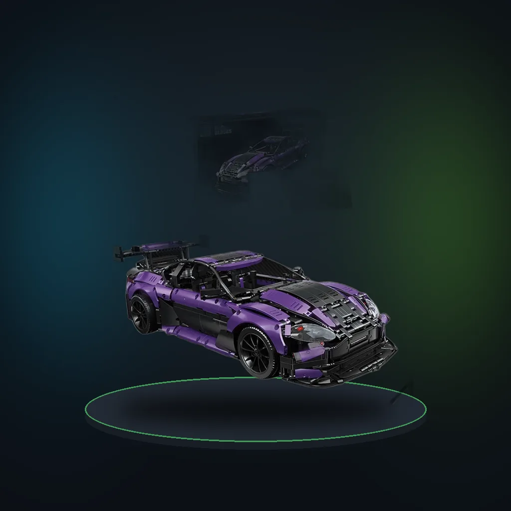 AKU C001 Creative Sports Car Purple Building Blocks Toy Small Particle DIY Assembly Model Educational Gift for Kids Boys