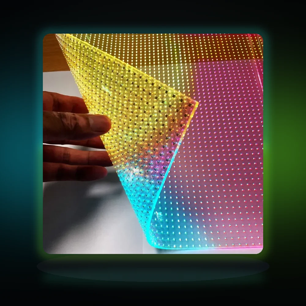 LED Transparent Film Screen Curtain Ultra-Thin LED Film Screen Glass Flexible Film Advertising Screen Indoor Film LED Transparen