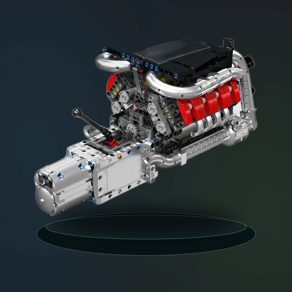 Mould King 10203 1169Pcs Supercar V8 Engine Building Kit Model MOC Engeering Engine Kids STEM Build Blocks Toys for Adults Gifts