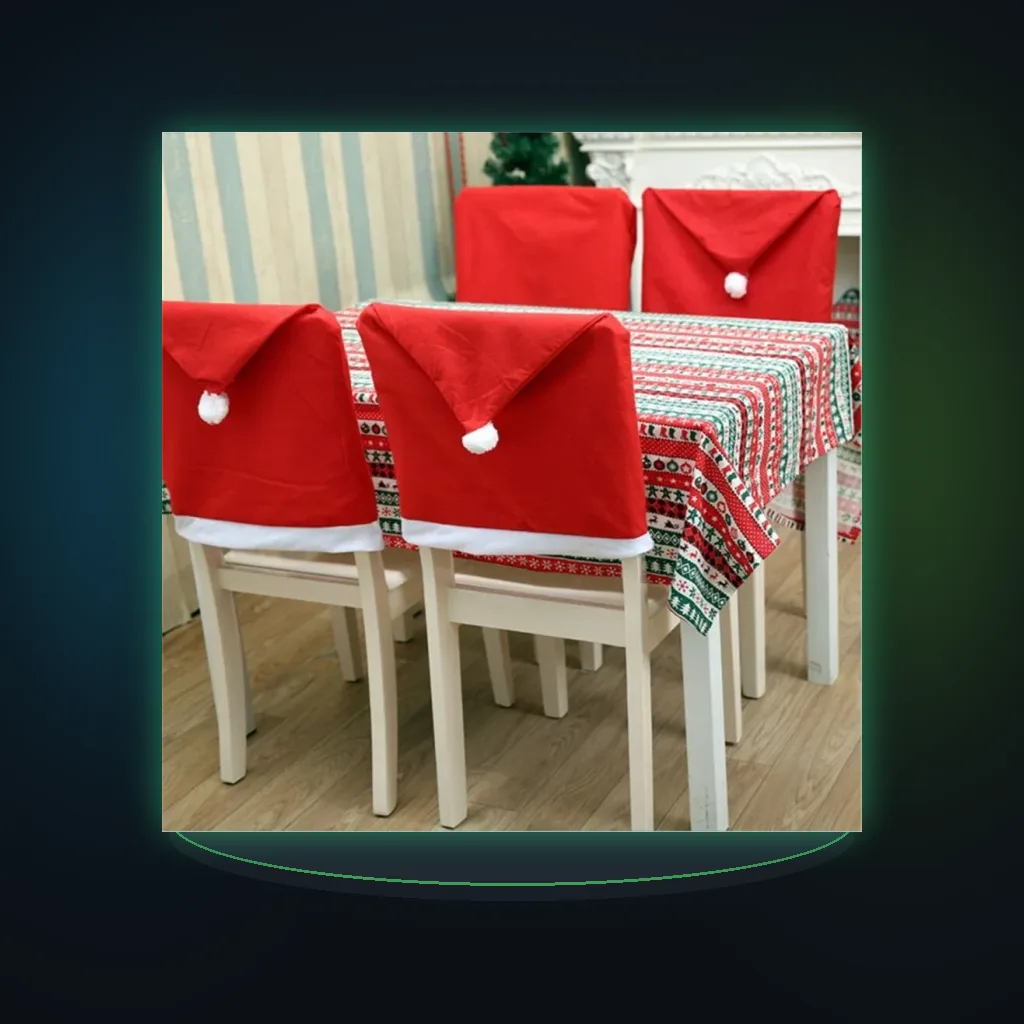 4pcs Christmas Chair Covers 25x20in, Festive Holiday Decorations for Home & Party, Durable Fabric Seat Protectors