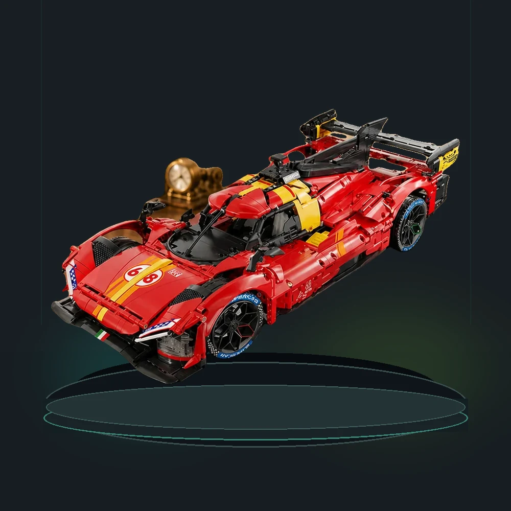 3129PCS Endurance Hypercar Building Blocks Set 59.3cm Red Racing Sports Car Model Aerodynamic Collectible Display Toy Gift