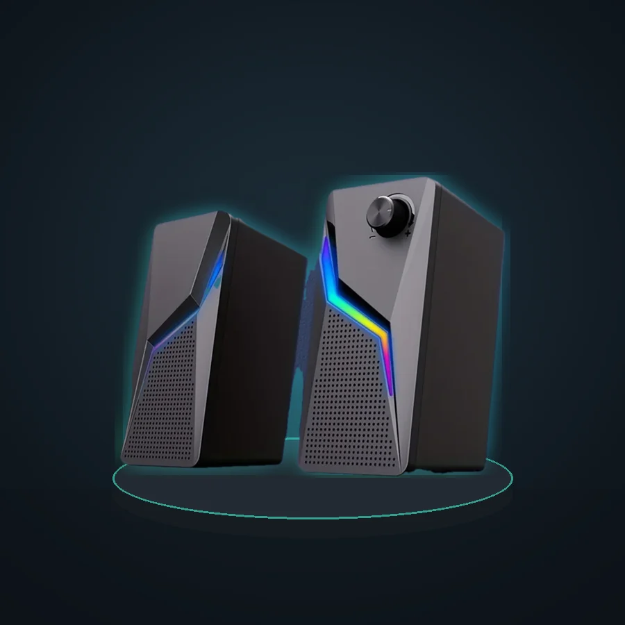 Computer Gaming Speakers PC Sound Box HIFI Stereo Microphone USB Wired With LED RGB Lighting Strong Bass 2.0 Loudspeaker