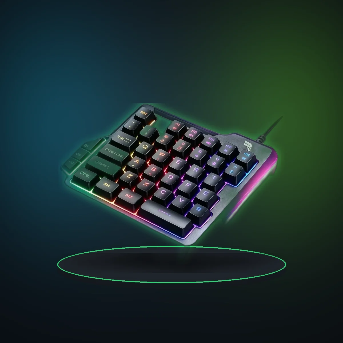 35 Key One Handed Keyboard RGB Backlight Gaming Keypad USB Wired with Hand Rest Mini Portable Keyboard Programmable Keys for PC Computer Games