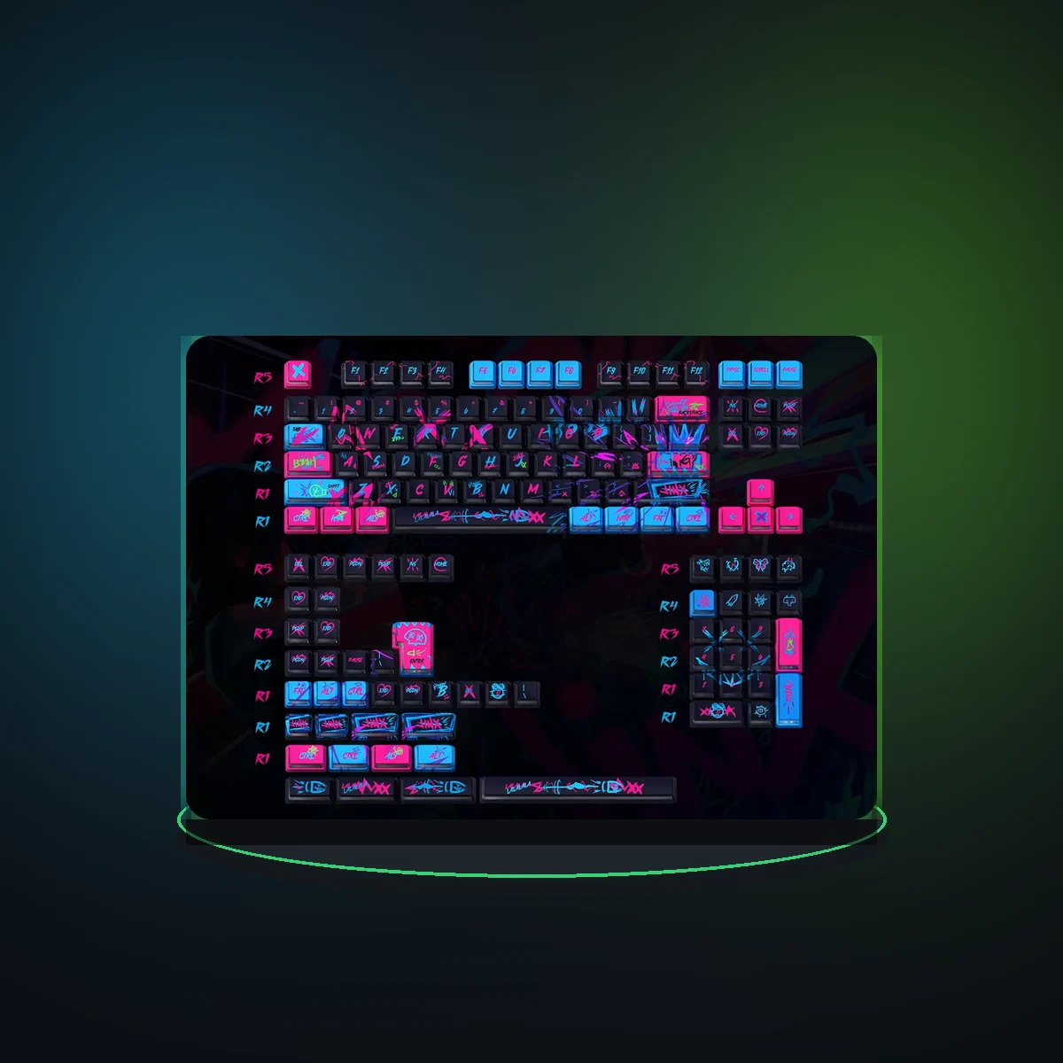 Jinx Keycaps Side Engraved Translucent Cherry Height Pbt Pc Twin Cities War Graffiti For Aula F75 Keyboard Keycaps
