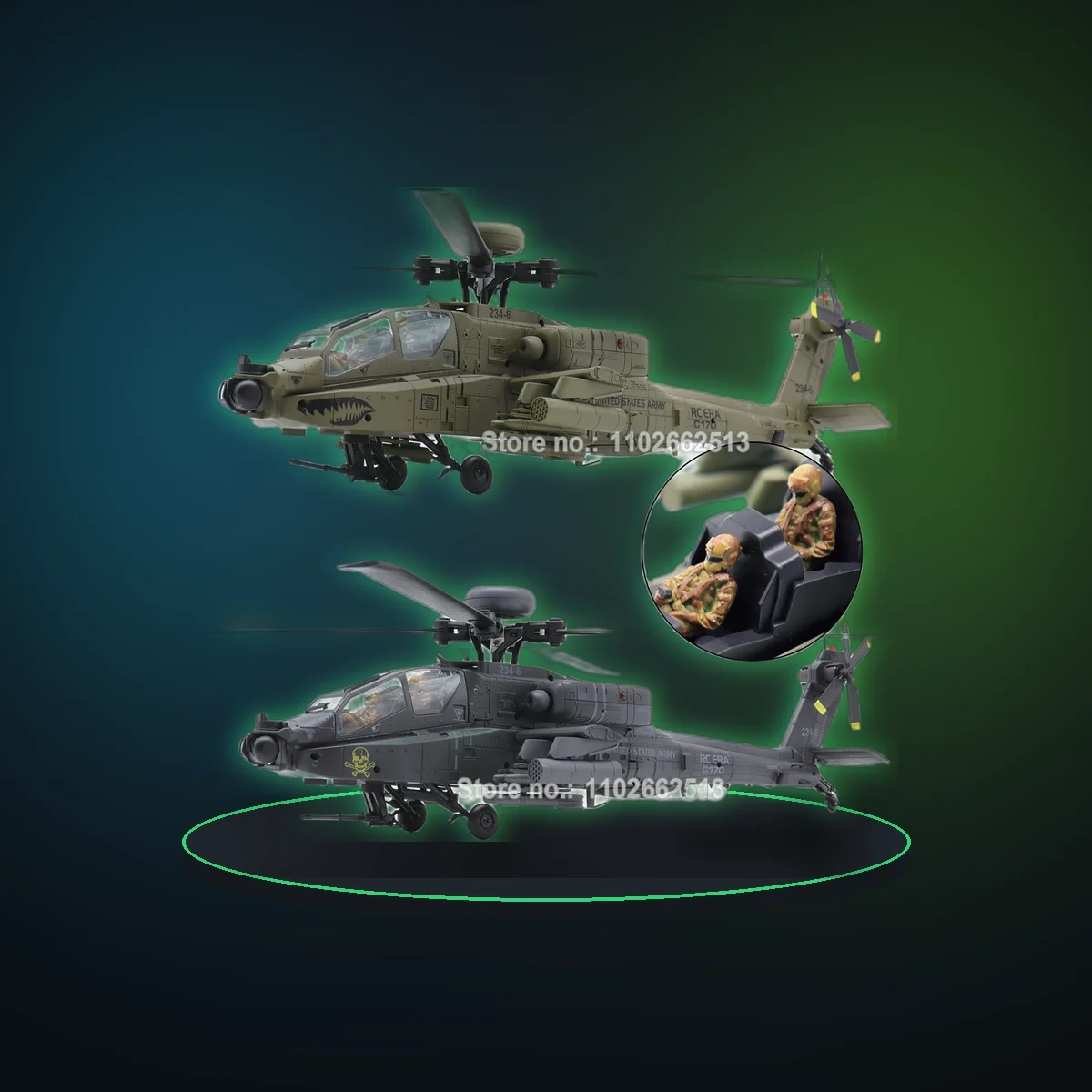 RC ERA C170 AH-64 Apache 6CH Brushless Auto Stabilized RC Helicopter with 2 Camouflage Pilot Figures Hobby Aircraft for Adults