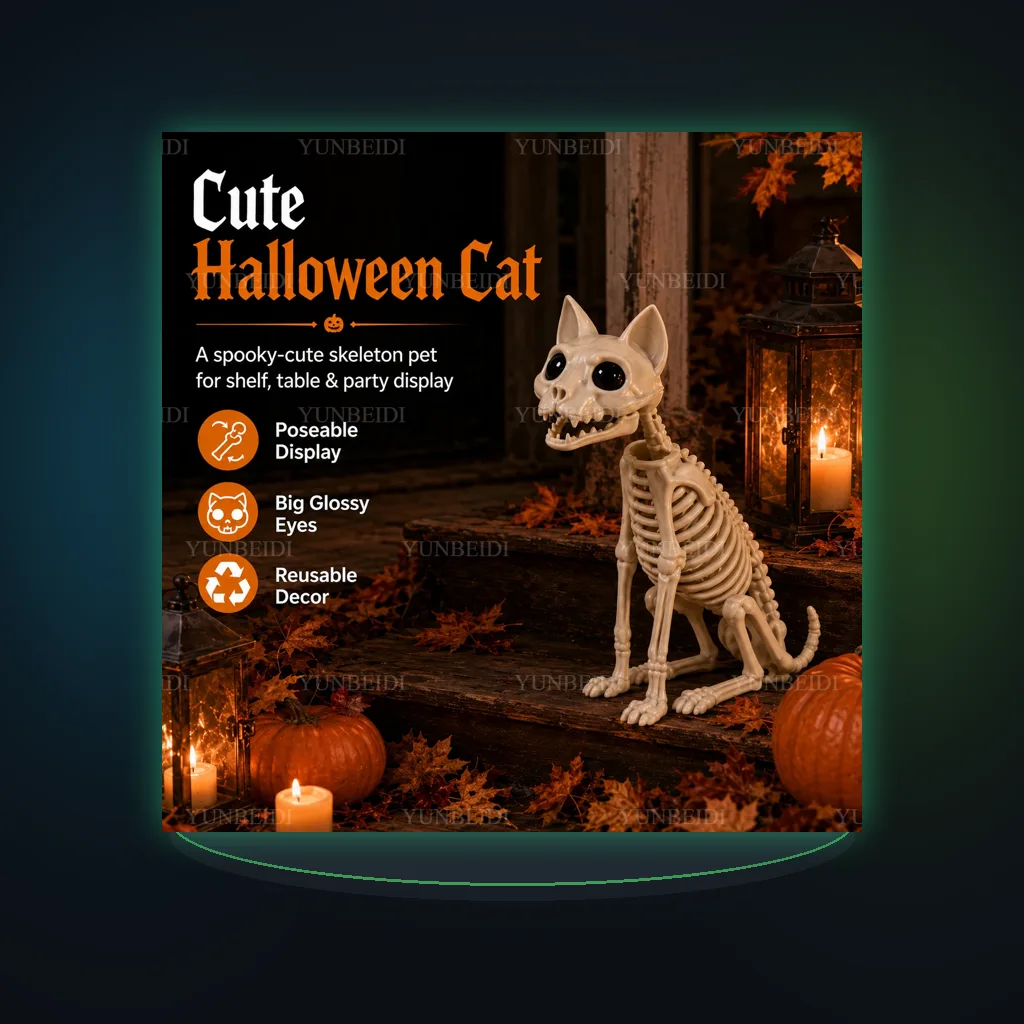 Halloween Skeleton Cat and Dog Animal Skeleton Model Decorations for Halloween Horror Decorations and Ghost House Props