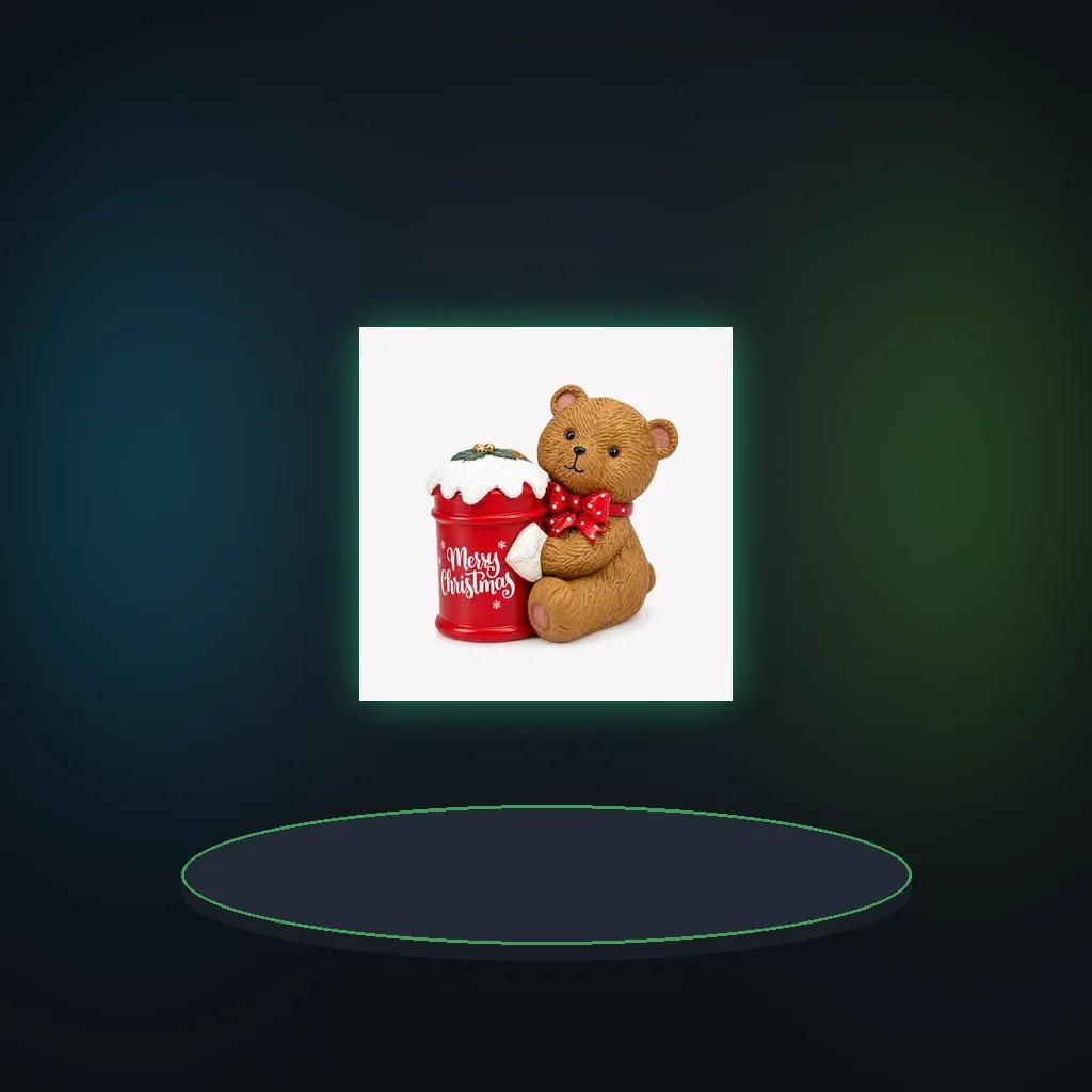Christmas Teddy Bear Resin Figurine with Red Mailbox Merry Christmas Desktop Ornament Holiday Home Decoration Xmas Gift