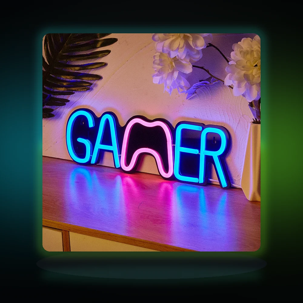 Chi-buy LED Neon Game Pad USB Powered Neon Signs Night Light 3D Wall Art Bedroom Room Decor Lamp Signs Birthday Gift