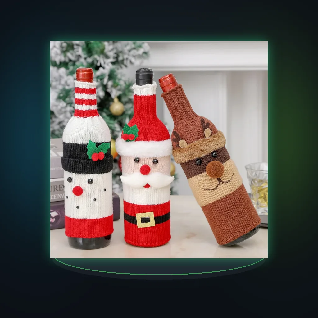 Christmas Wine Bottle Cover Set Santa Snowman Woven Wine Bottle Bags for Christmas Party Dinner Table Decorations New Year Gifts