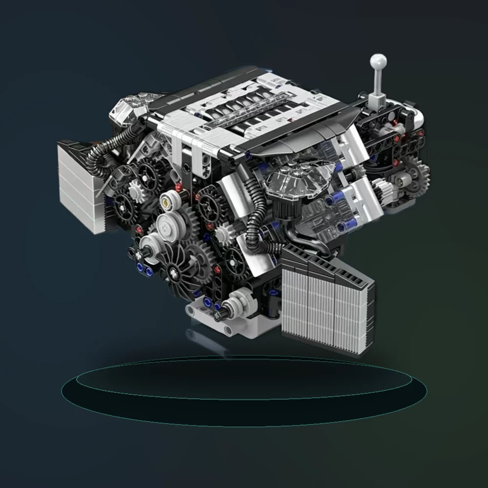 MOULD KING 10230 V12 Engine Building Blocks, 871Pcs Intelligent Chip Drive Technical Engine Model, DIY Mechanical Toy for Adults