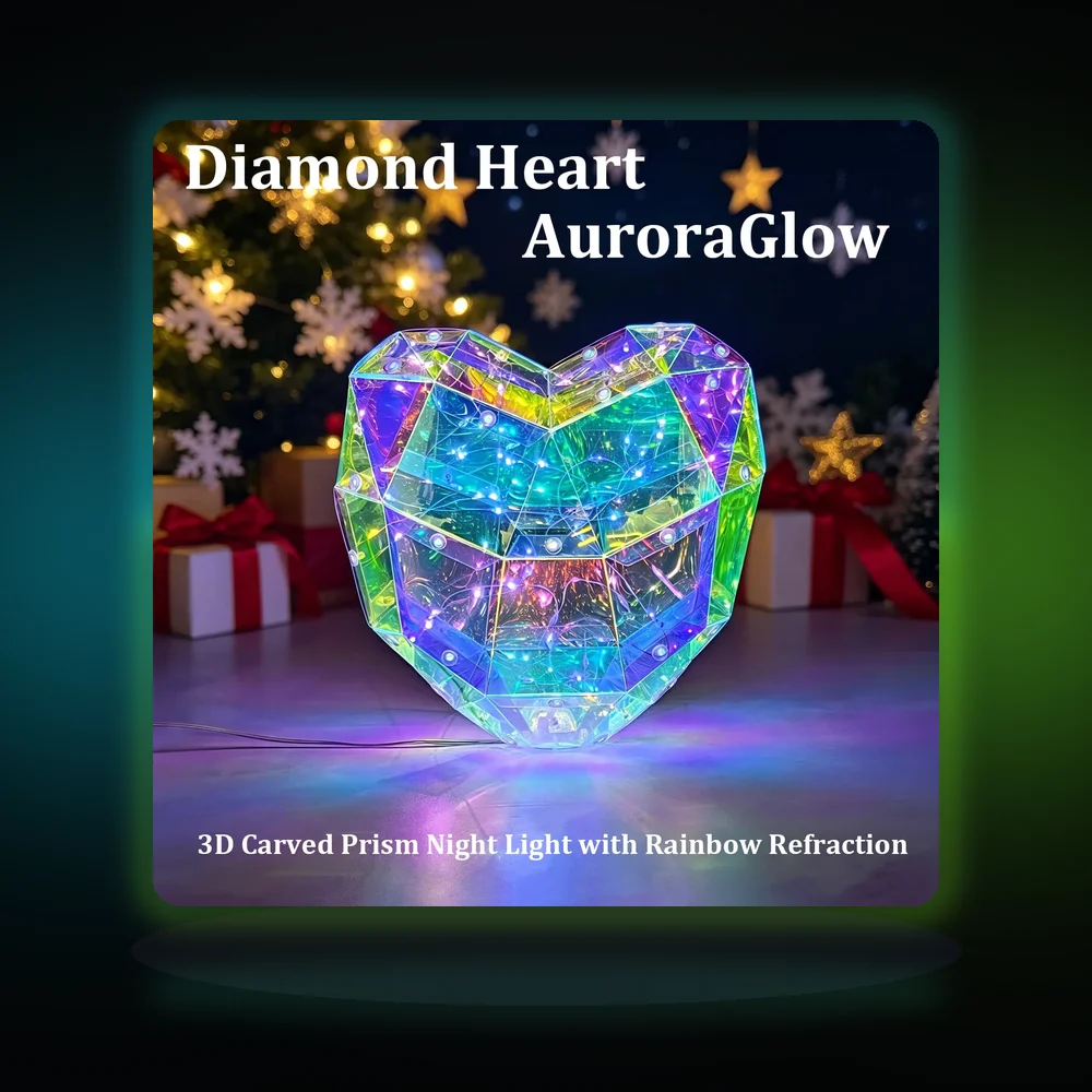 USB & AAA Dual Power Heart LED Night Light Ambient Decor Lamp for Bedroom Game Room Bar & Cafe Great Gift for Her Lovers Friends