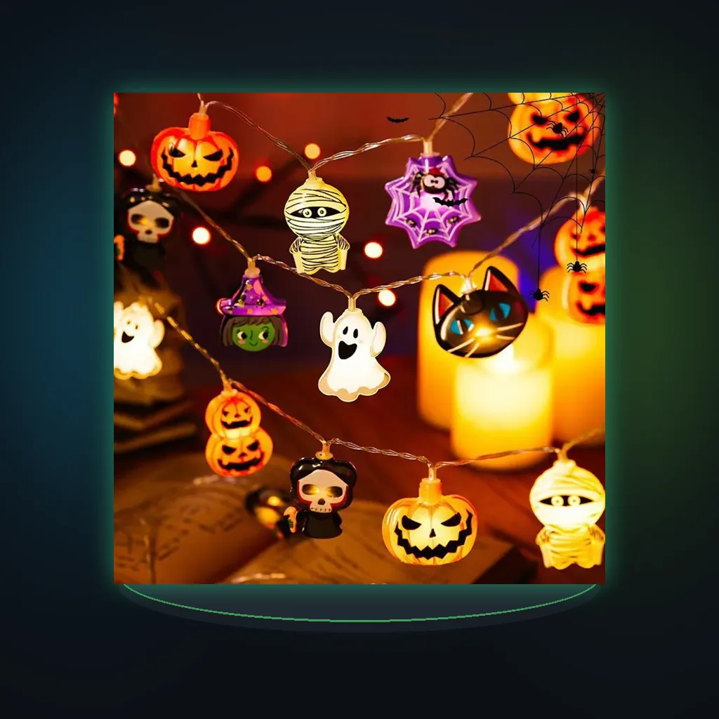Halloween Decoration LED String Lights,Pumpkin Ghost Spider Web Hanging Lamp,Home Outdoor Lantern Props