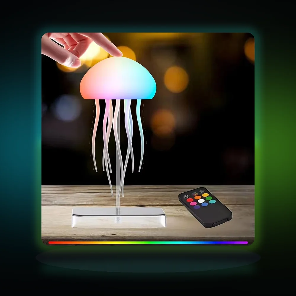 LED Jellyfish Lamp 9 Tentacles 2 Modes Remote Control Color Gradient Effect Ultra Long Battery Life for Ambient Lighting