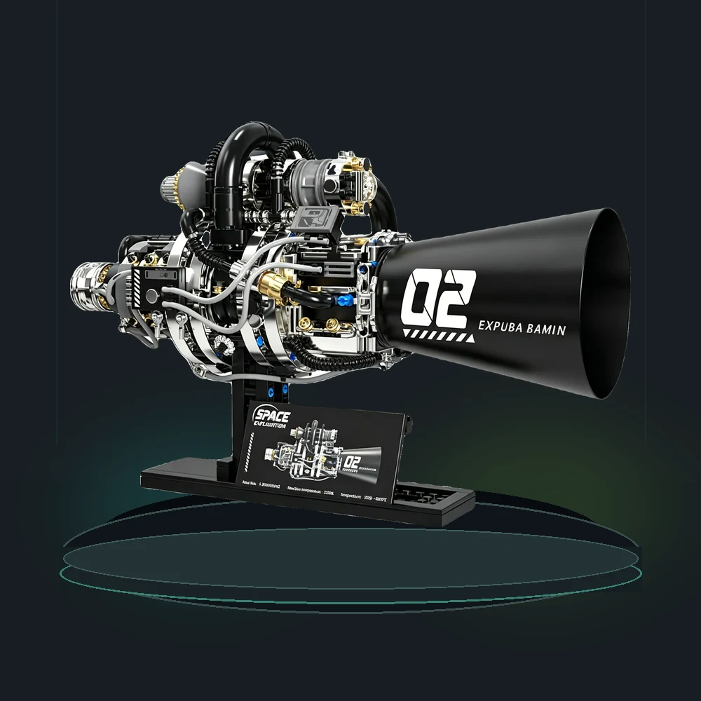 Starship Quantum Core Engine Building Blocks Space Exploration Rocket Engine Mechanical Bricks Set with Display Stand Toy Gift