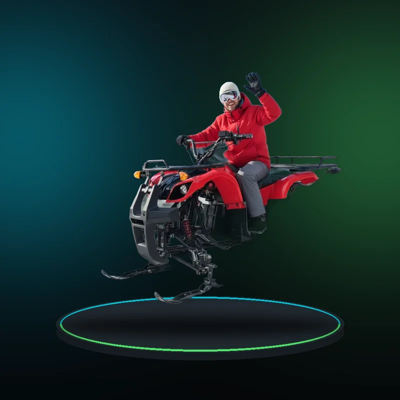 125cc 4-Stroke Gas Snowmobile 60KMH Electric Start Adult Petrol Snow Scooter 3-Forward 1-Reverse Gear Ski Sled ATV 150kg Load