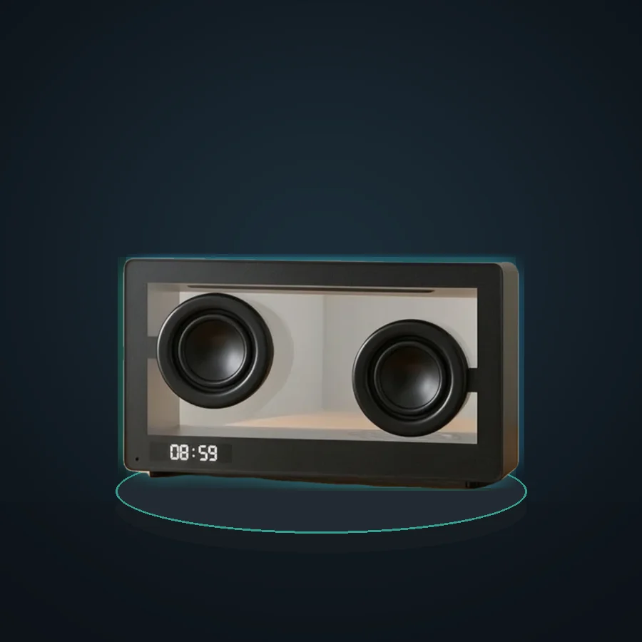 Transparent Speaker Modern Speaker with Clock Gadget Portable Wireless for Students, Desk, Nightstand