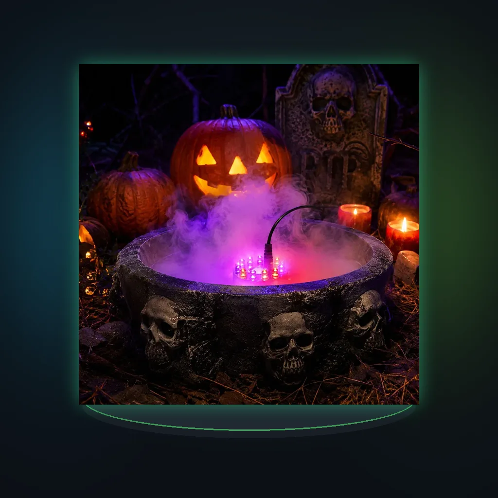 Halloween Smoke Fog Machine,Mini LED Pumpkin Light,Fogger Water Fountain Pond Fog Machine,Halloween Outdoor Decoration