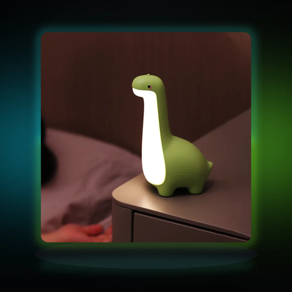Dinosaur Night Light Cute Children's Night Light Eye Protection Bedside Timing Lamp USB Charging Room Decoration Children's Gift