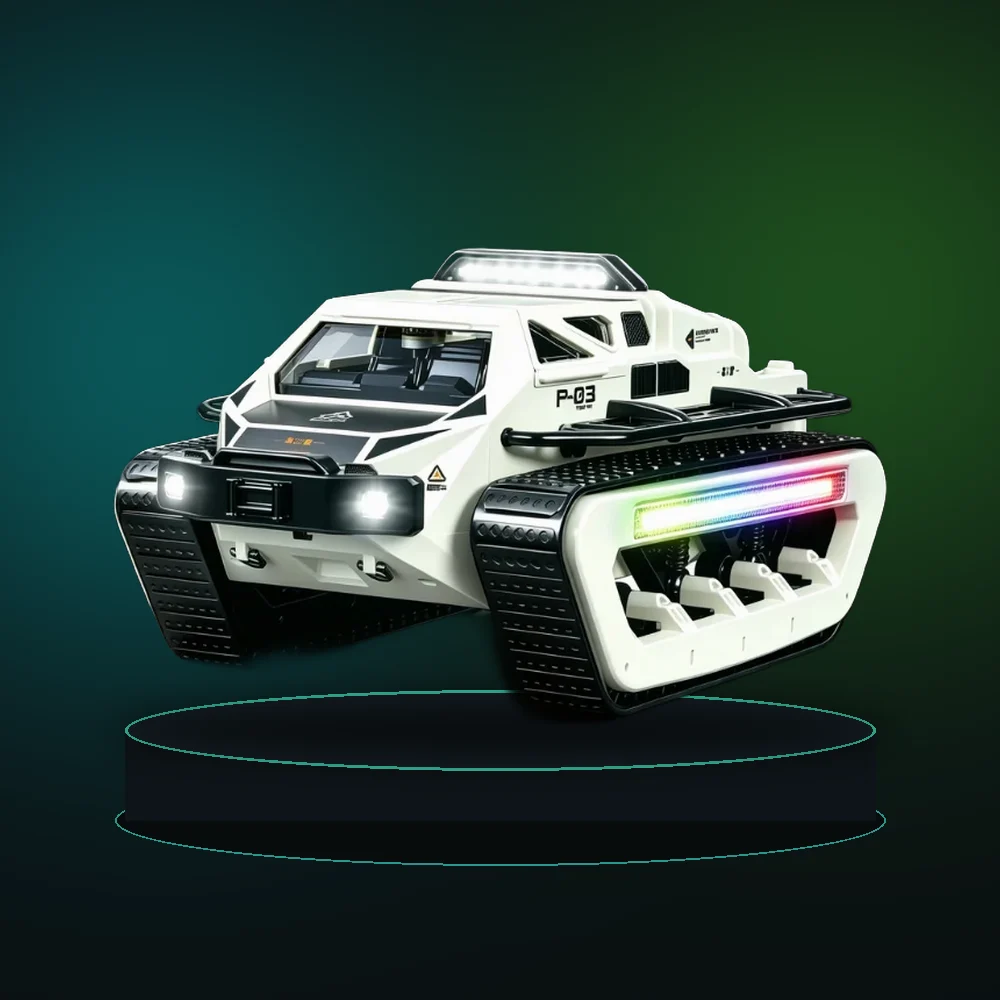 JJRC C8840 RC Tracked Off‑Road Tank Crawler,2.4G Full‑Proportional 360° Wheelie Stunt Car RGB Light Gull‑Wing Door Kid Toy