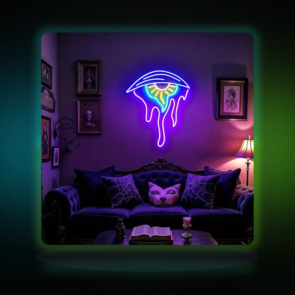 Evil Eye Neon Sign Surreal Art for Home Decor Horror Decor for Gaming Room Gothic Home Bar Club Decor, Great for Christmas