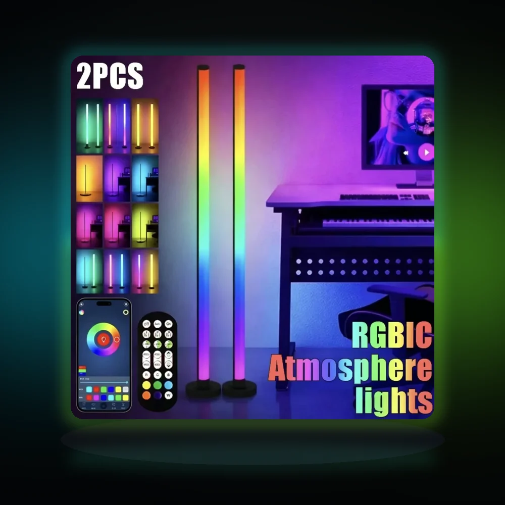RGBIC Atmosphere Lights APP Control LED Floor Standing Lamp Music Sync Corner Lighting for Bedroom Living Room Background Light