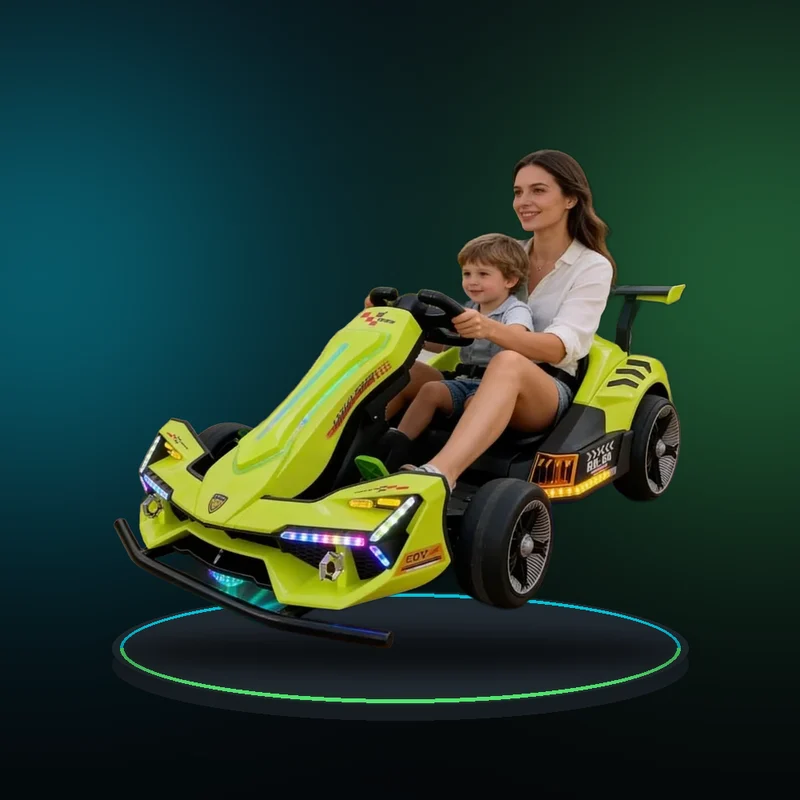 High Velocity 24V Rechargeable Kids Electric Go Kart Double-Seater Indoor/Outdoor Racing Drift Kart Remote Control Toy 25km/h