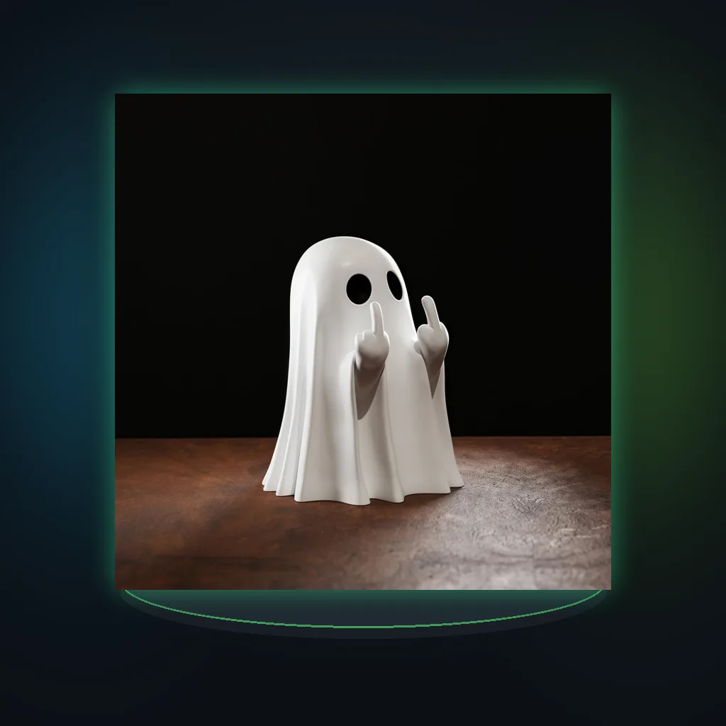 Cute Middle Finger Ghost Statue, Small Halloween Decor for Home, Centerpiece for Coffee Table, Adorable Horror Figure