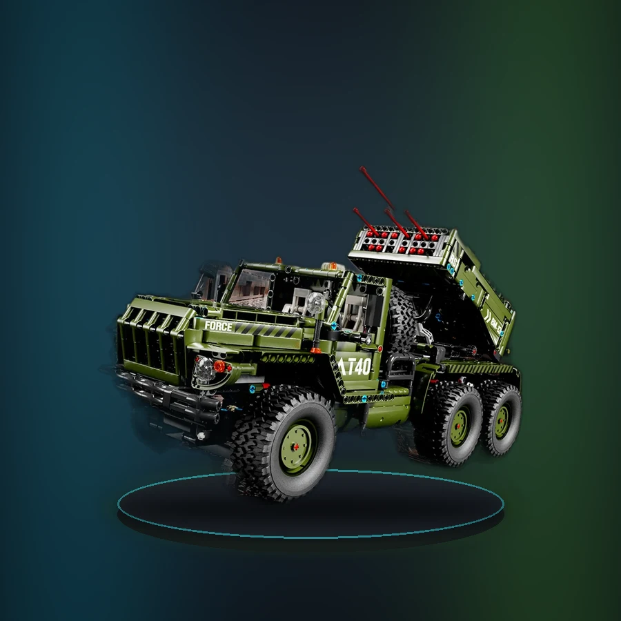 2268PCS Green Artillery Vehicle Building Blocks Toys Model Rocket Launcher Assemble Bricks Toy Sets For Kid Ornament Gifts