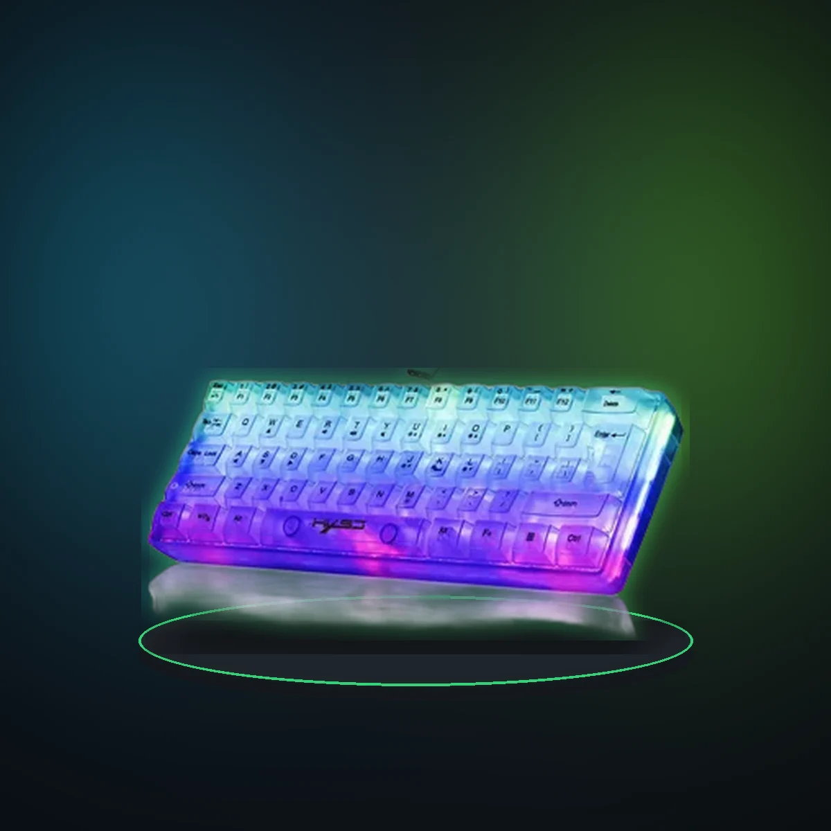 HXSJ 60% Wired Transparent Gaming Keyboard, RGB Backlit Ultra-Compact Waterproof Small Compact 61 Keys Keyboard for PC/Mac