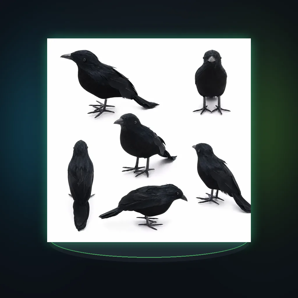 Realistic Artificial Black Crow Feathered Raven Halloween Decorations 2026 Spooky Party Props Outdoor Garden Horror Décor
