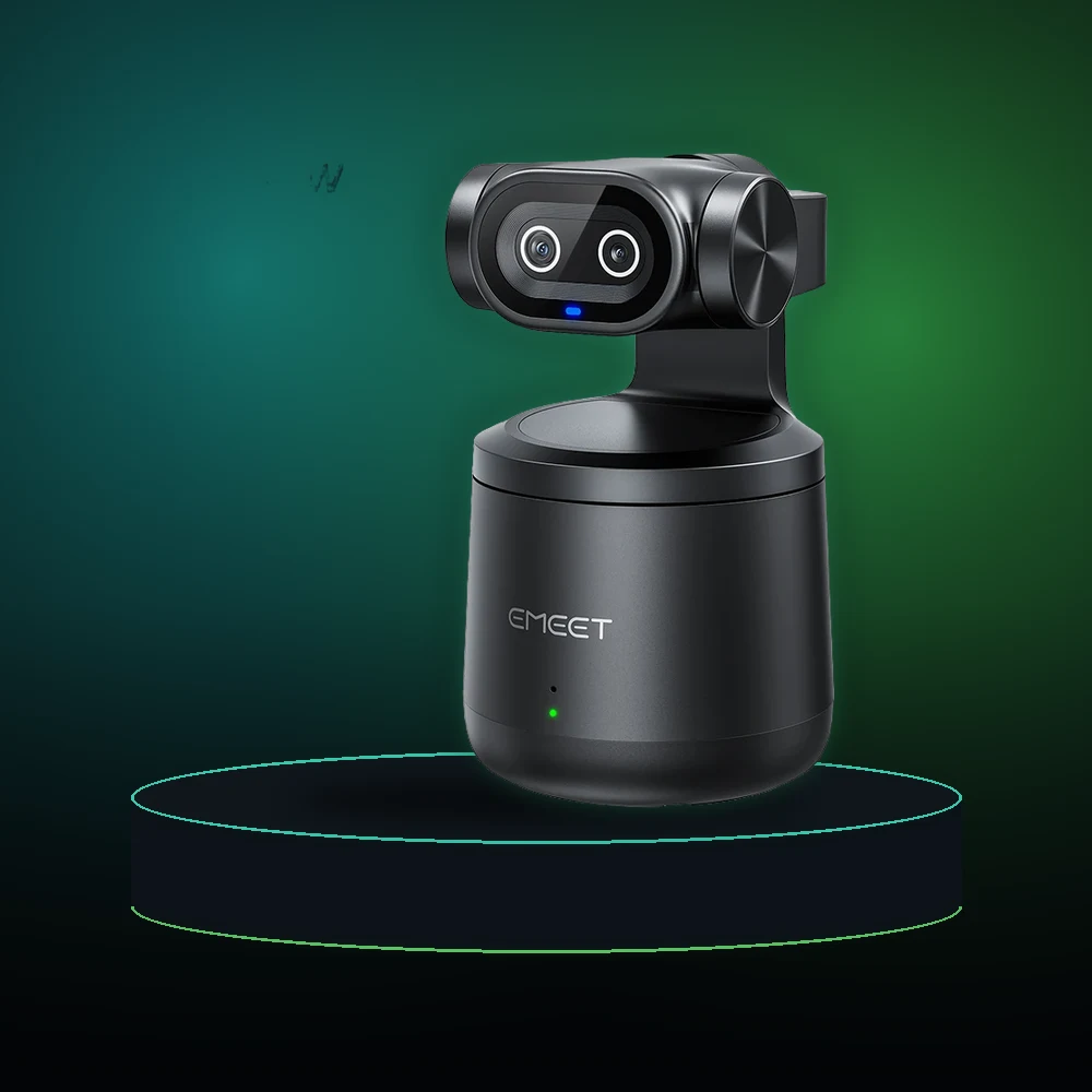 EMEET PIXY Wireless 4K Webcam Dual-Lens AI Tracking PTZ Streaming Camera Gesture Control HDR Live Streaming for YouTube/Facebook
