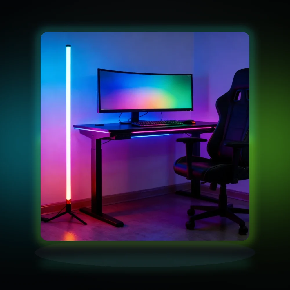 120CM LED RGB Floor Lamp Bar, Sound Pickup Ambient Light, Corner Wall Light for Bedroom, E-Sports Room Live Atmosphere Lamp
