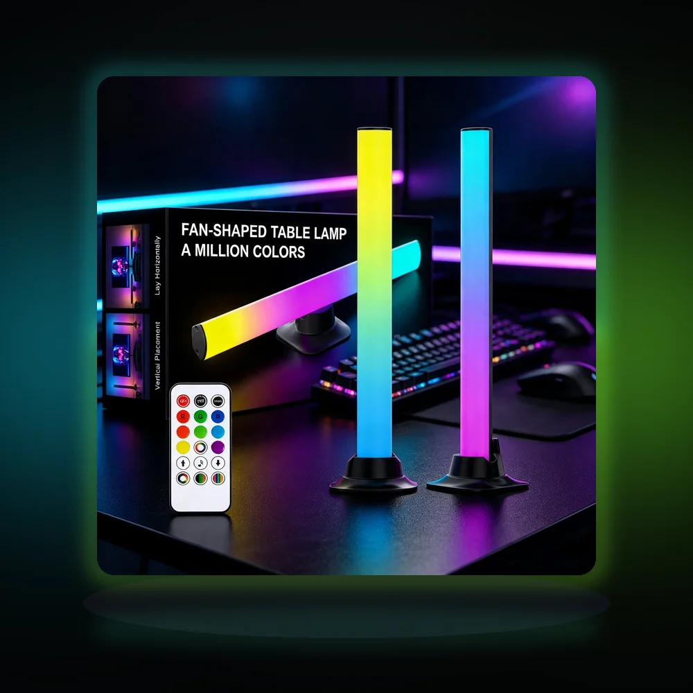 2 Pack RGB LED Light Bar 5V USB Desktop Atmosphere LED Lamp with Remote Control Night Light for TV Gaming Room Bedroom