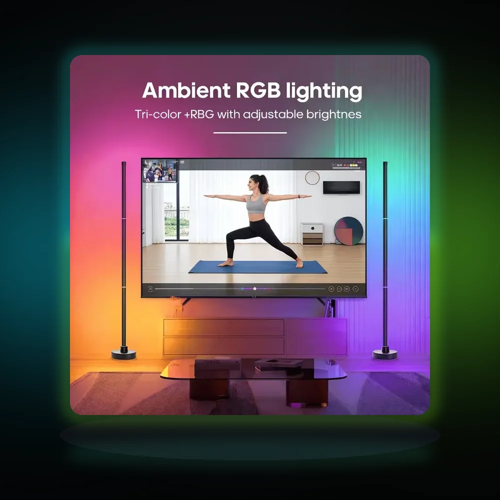 Color Changing Music Sync LED Corner Floor Lamp Vertical High Brightness with APP & Remote Control for Indoor Bedroom Living Room Décor