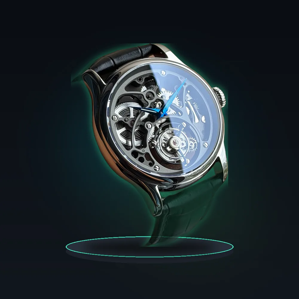 Merkur 100% Skeleton Tourbillon Watch Men's Sapphire Watch For Men Mechanical Carving Wristwatches Black Relogio Masculino 42mm