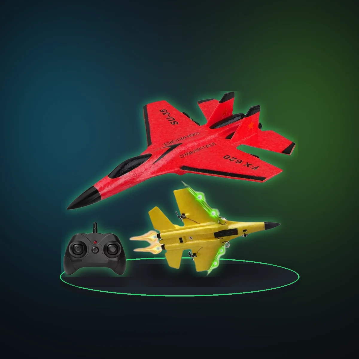 Oike RC Airplane EPP Foam Aircraft Remote Control Plane SU35 Fighter Easy Fly Helicopter Drone with Night Lights Glider Toy Gift