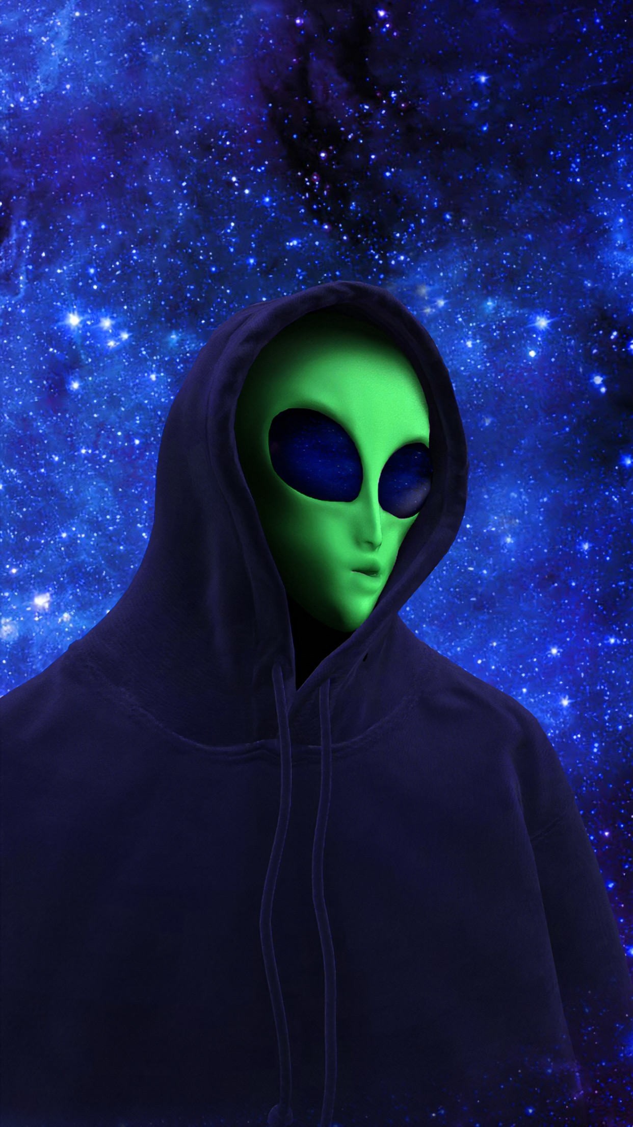 Impressed Alien looking curiously at a new discovery