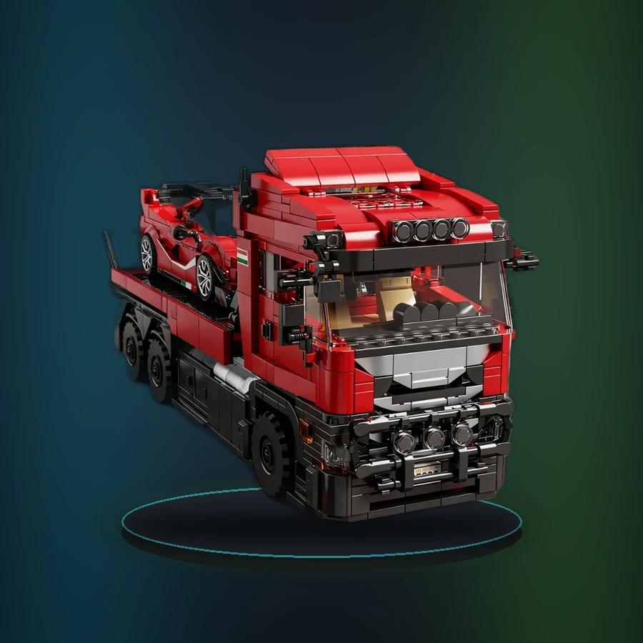 Heavy Transport Truck and Sports Car Building Block Model, High Difficulty for Adults, Birthday Gift, Christmas Gift