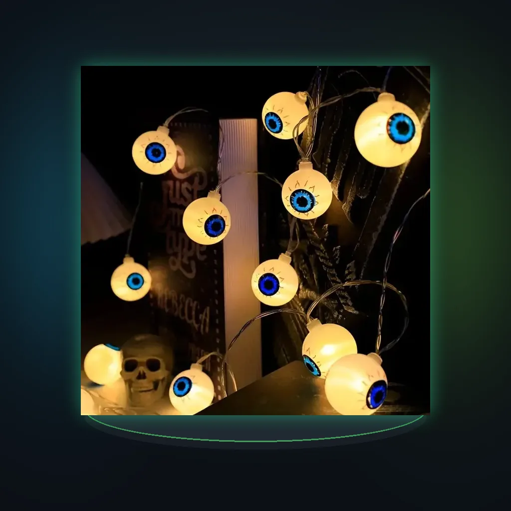 Halloween Eyeball LED Lights Battery Powered Decoration String Lamps Haunted House Bar Holiday Party Spooky Lighting