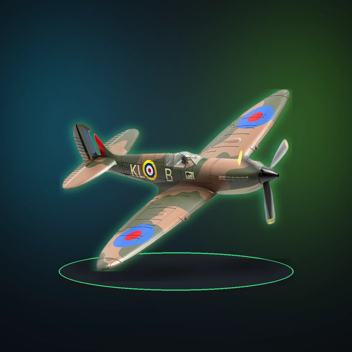Spitfire RC Plane 2.4G 4CH EPP 400mm Fixed Wingspan Remote Control Fighter One-key Aerobatic RTF 761-12 RC Aircraft